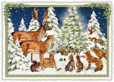 Edition Tausendschön "Christmas", Tiere im Wald PK728, Größe: 10,5x15 cm