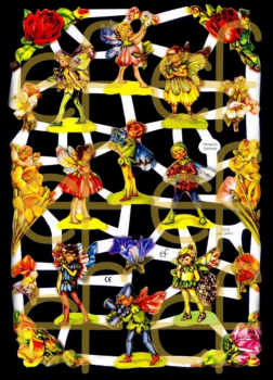 "Blumenelfen, 50er Jahre", 7215, mit Glimmer, Glanzbilder, Größe: 16,5 x 23,5 cm