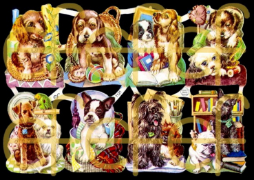"Hunde 50er Jahre", 7121, mit Glimmer, Glanzbilder, Größe: 16,5 x 23,5 cm