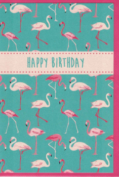 Happy Birthday Flamingo Doppelkarte