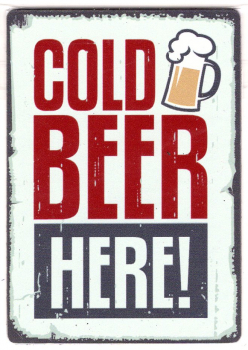 "COLD BEER HERE!" Kühlschrank-Magnet, Größe: 5,3x7,5 cm