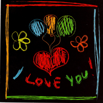 "I love you!" Kratzbildkunst Postkarte, Größe: 14x14 cm