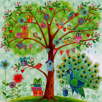 Cartita Design "Geschenkebaum" Postkarte, Größe: 14x14cm