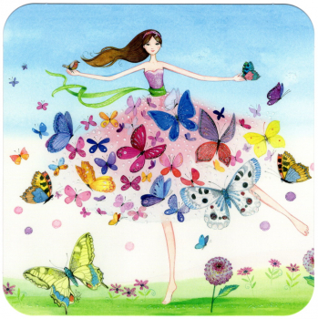 Kristiana Heinemann "Frau im Schmetterling-Kleid" Größe: 14x14 cm