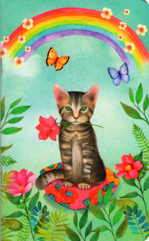 Notizheft „Katze unter Regenbogen“ Größe: 11x17,8cm
