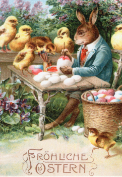 Kunstkarte „Fröhliche Ostern“ Eiermalstunde Postkarte, Größe: 10,5x14,8cm