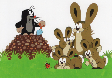 Zdeněk Miler "Maulwurf und Familie Hase" Postkarte Größe: 10,5x15 cm