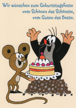 Zdeněk Miler "Wir wünschen zum Geburtstag..." Maulwurf, Postkarte Größe: 10,5x15 cm