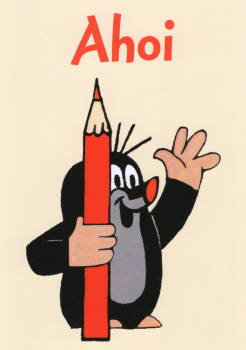 Zdeněk Miler "Ahoi" Maulwurf Postkarte, Größe: 10,5x15 cm
