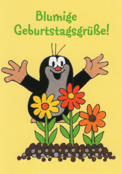 Zdeněk Miler "Blumige Geburtstagsgrüße" Der kleine Maulwurf, Größe: 10,5x15 cm