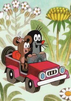 Zdeněk Miler "Maulwurf und Maus im Jeep" Der kleine Maulwurf, Größe: 10,5x15 cm