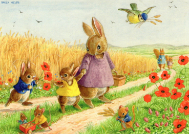 Racey Helps "The Cornfield Rabbits" Postkarte, Größe: 10,5x15 cm