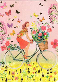 Notizheft „Frau auf Fahrrad“ Mila Marquis A6 Größe 10,5x14,8cm