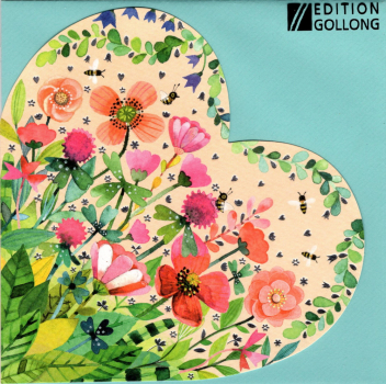 Mila Marquis „Wiesenblumen“: Doppelkarte herzform 14,5x14,5cm