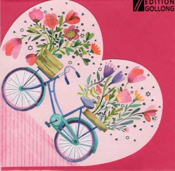 Mila Marquis „Fahrrad mit Blumen“: Doppelkarte herzform 14,5x14,5cm