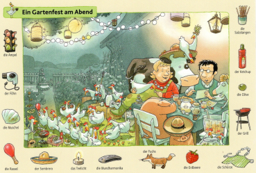 Lieselotte "Ein Gartenfest am Abend" Postkarte Größe: 10,5x15 cm