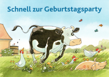 Lieselotte "Schnell zur Geburtstagsparty" Postkarte Größe: 10,5x15 cm