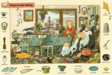 Lieselotte "Chaos in der Küche" Postkarte Größe: 10,5x15 cm