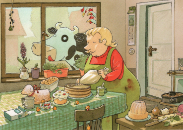 Lieselotte "Lieselotte freut sich auf den Kuchen" Postkarte Größe: 10,5x15 cm