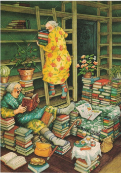 Inge Löök Nr. 66 "Frauen lesen Bücher" Größe: 10,5x15 cm