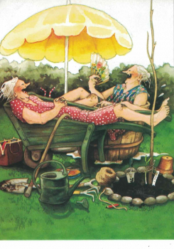 Inge Löök Nr. 20 "'Frauen in Schubkarre" Größe: 10,5x15 cm