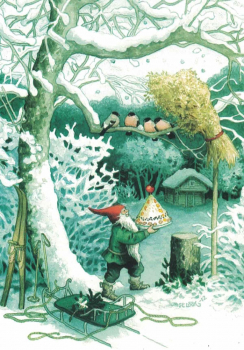 Inge Löök Nr. 217 "Zwerg und Vögelchen" Größe: 10,5x15 cm