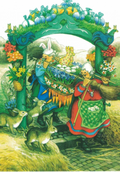 Inge Löök Nr. 38 "Frauen bei der Osterdekoration" Größe: 10,5x15 cm