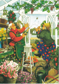 Inge Löök Nr. 42 "Frauen im Gartenhaus" Größe: 10,5x15 cm