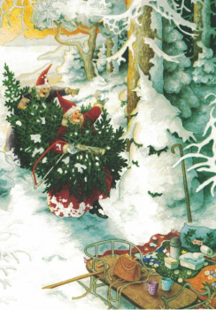 Inge Löök Nr. 54 "Frauen mit Weihnachtsbaum" Größe: 10,5x15 cm