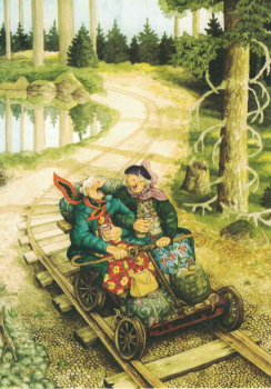 Inge Löök Nr. 56 "Frauen fahren mit Draisine" Größe: 10,5x15 cm