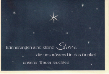 „Erinnerungen sind kleine Sterne“: Doppelkarte, Trauerkarte 12x17,2cm