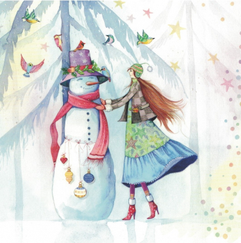Kristiana Heinemann "Frau dekoriert Schneemann" Größe: 14x14 cm