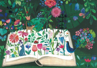 Mila Marquis "Buch mit Blumen, Tieren und Fantasie", Glitzer, Größe: 10,5x15cm