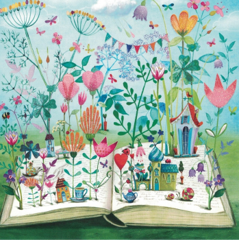 Mila Marquis "Buch mit Blumenwiese und Fantasie", Glitzer, Größe: 14x14cm