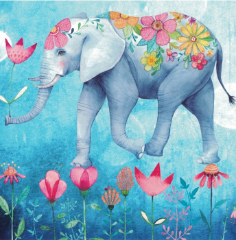 Mila Marquis "Elefant mit Blumen", Glitzer,  Größe: 14x14cm