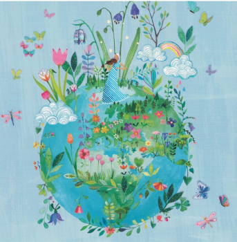 Mila Marquis "Erdkugel mit Blumen", Glitzer, Größe: 14x14cm