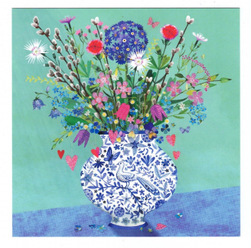 Mila Marquis  "Blumenstrauß" Postkarte, mit Glitzer, Größe: 14x14cm