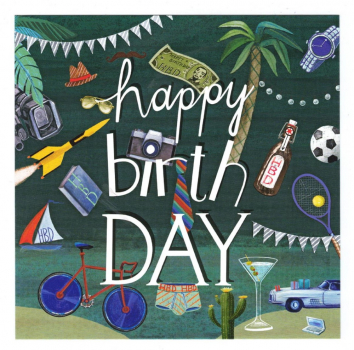 Mila Marquis  "Happy Birthday" Postkarte, mit Effektlack, Größe: 14x14cm