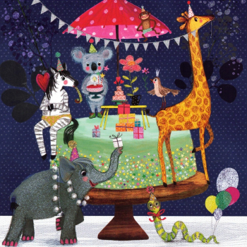 Mila Marquis: "Tiere feiern Geburtstag", Glitzer, Größe: 14x14cm