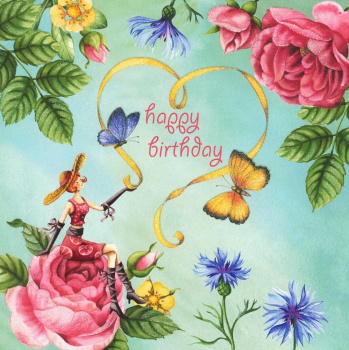 Nina Chen "Happy Birthday" Postkarte Glitzer, Größe: 14x14cm