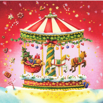 Nina Chen "Weihnachtskarussell" Postkarte Glitzer, Größe: 14x14cm