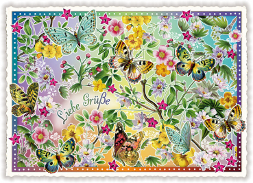 Edition Tausendschön "Liebe Grüße" mit Schmetterlingen PK313 Größe: 10,5x15 cm