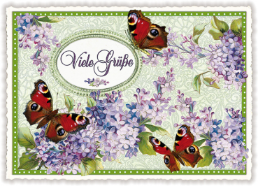 Edition Tausendschön "Viele Grüße" mit  3 Schmetterlingen PK315 Größe: 10,5x15 cm