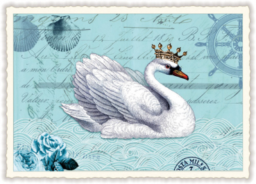 Edition Tausendschön "Schwan mit Krone",  PK489 Größe: 10,5x15 cm