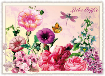 Edition Tausendschön "Liebe Grüße",  Grußkarte mit Blumen PK490 Größe: 10,5x15 cm
