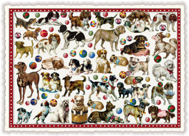 Edition Tausendschön "Doggys", Hunde und Bälle PK553 Größe: 10,5x15 cm
