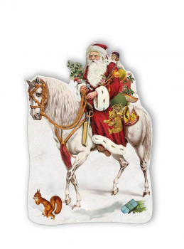 Edition Tausendschön "Weihnachtsmann auf Pferd" PK629 Postkarte gestanzt Größe: 10,5x15 cm