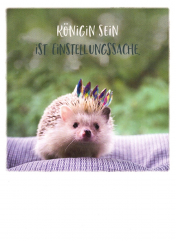 PolaCARD "Igel Königin" Postkarte, Größe: 14,0x10,8 cm