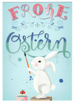 Sandra Brezina "Frohe Ostern" mit Glitzer, Postkarte, Größe: 10,5x15 cm
