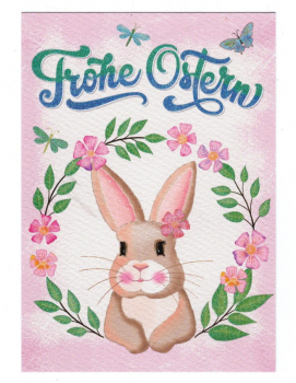 Sandra Brezina "Frohe Ostern" mit Glitzer, Postkarte, Größe: 10,5x15 cm
